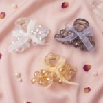 Crystal-Beaded Bow Hair Claw Clip