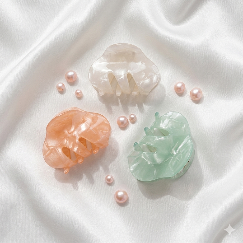 MH0104 Marble-Effect Mini Claw Clip Set - Image 1